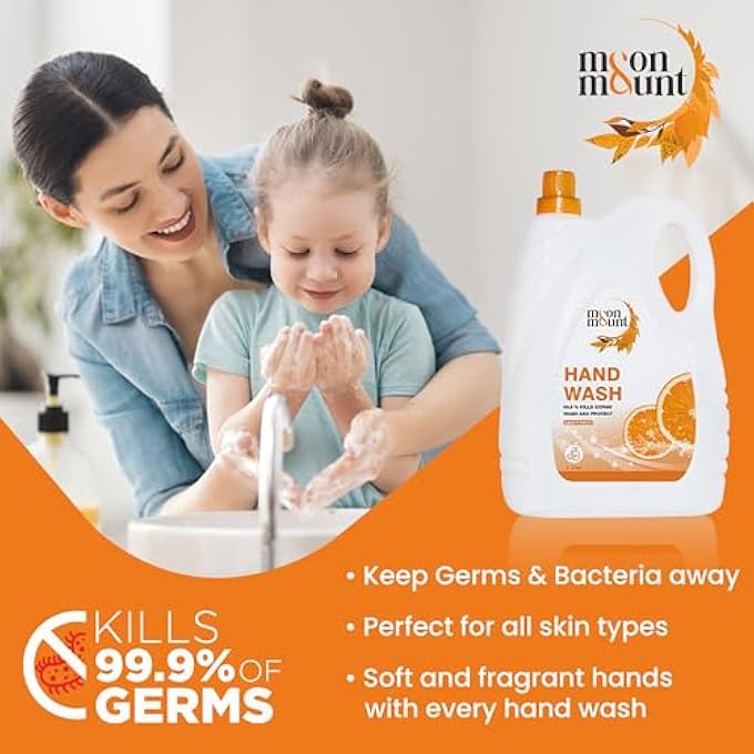 Moon & Mount HAND WASH PROTECTION FROM GERMS, HAND WASH LIQUIDS 5 LITER LIQUID HANDWASH FOR EVERYDAY USE (ORANGE) - Image 5